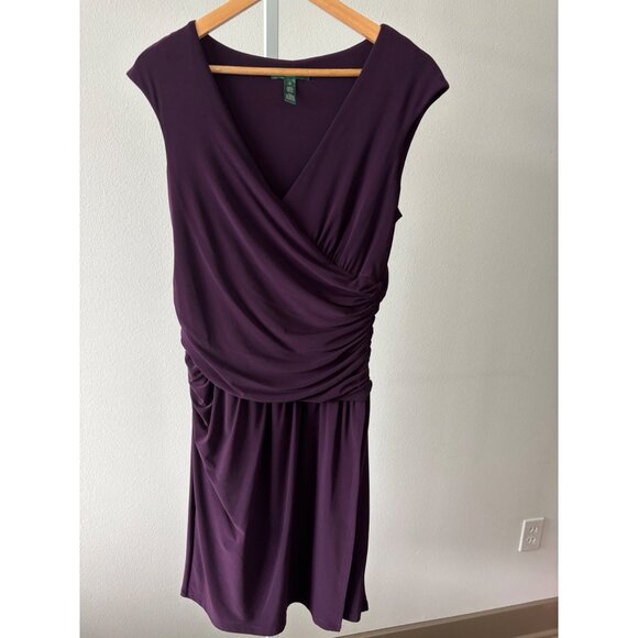 Lauren Ralph Lauren Dress 12 Ruched Draped Sheath V-Neck Cocktail Quiet Luxury - Picture 16 of 16